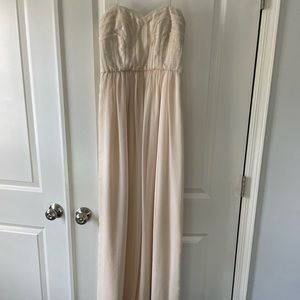 Women’s floor length strapless gown white